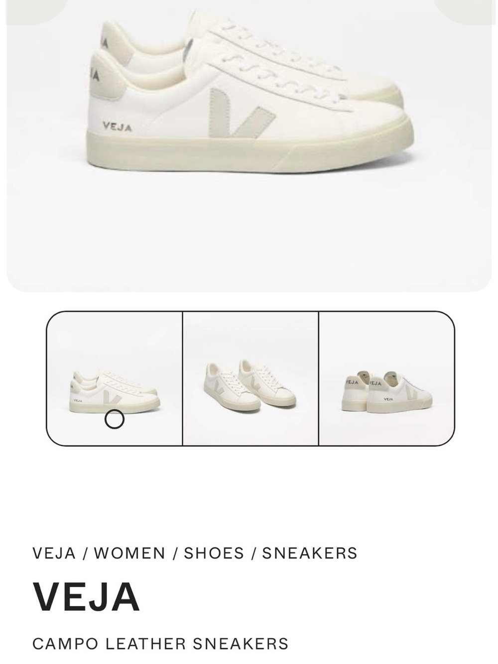 VEJA C Leather Sneakers - White/Cream